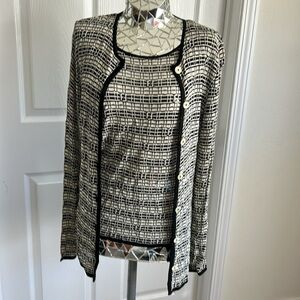 Fendi Vintage Black and Off White Knit Top and Cardigen Authentic 44